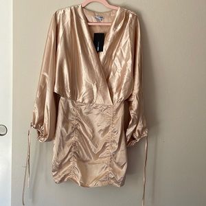 Golden large satin dress